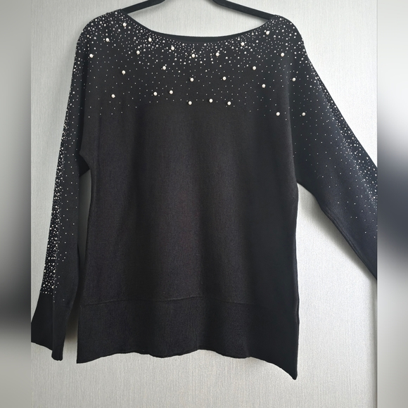 Spanner Rhinestone And Pearl Embellishment Sweater Sz Medium - Picture 2 of 8